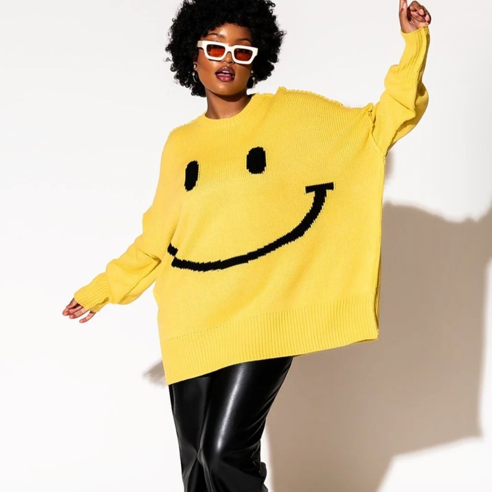 Yellow Smiley Face Sweater